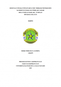 Hubungan Tingkat Pengetahuan Ibu terhadap Deteksi Dini Kanker Payudara dan Perilaku Pemeriksaan Payudara Sendiri di Desa Tumpaan Baru Kec. Tumpaan Minahasa Selatan